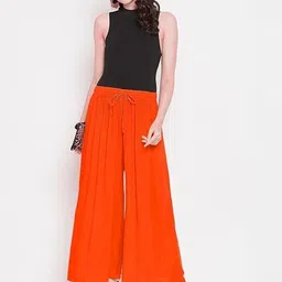 Women Regular Fit Orange Viscose Rayon Trousers-image-28