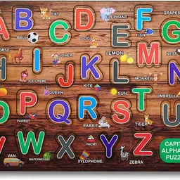 clicktocart Wooden Educational learning A To Z English Alphabets Board Puzzle With Picures-picture-21