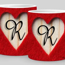 kgvr1 "Letter R Alphabet with Red Heart"Best Gift For Him And Her A True Love|Printed Ceramic Coffee Mug image 2