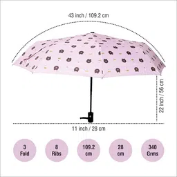 kekemi 3 Fold Manual Sun & Rain Umbrella image 3
