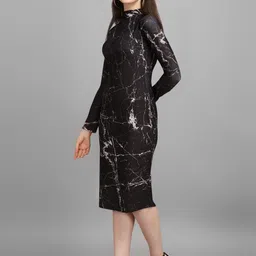 purvaja Women Bodycon Black Below Knee Dress image 3