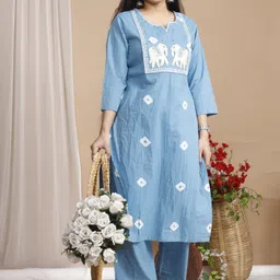 samdwaal's Women Cotton Blend Kurti Palazzo Set-picture-17