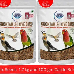 Premium Bird Seed Mix for Cockatiel & Lovebird with Calcium-100g Bird Food-1700g Nuts 1.7 kg (2x0.85 kg) Dry New Born, Adult, Young, Senior Bird Food-image-19