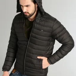 roadster Men Solid Padded Jacket image 3