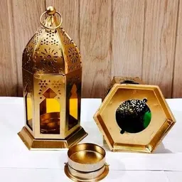 skg Laltern Candle Holder (Pack of 4) Green, Red, Blue, Yellow Metal Hanging Lantern image 2