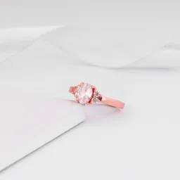 giva Sterling Silver Rose Gold Oval Elegance Ring, Adjustable Sterling Silver Zircon Rhodium Plated Ring-picture-43