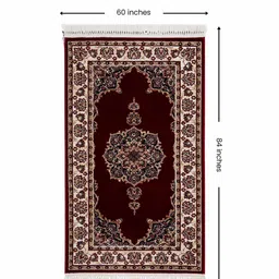 sapana carpet-mats Burgundy & Cream Traditional Polyester 5 x 7 Feet Machine Made Carpet image 2