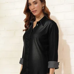 theclassictogs Women Regular Fit Solid Slim Collar Casual Shirt image 2