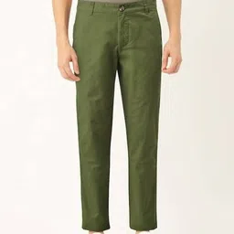 united colors of benetton Men Slim Fit Green Pure Cotton Trousers image 1