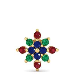 KUBERBOX Multi-Gems 18KT Gold Gemstones Studded Nose Stud-0.68gm-image-11