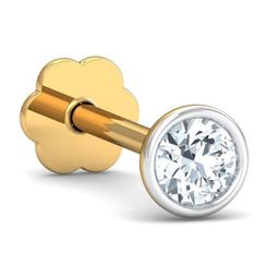 KUBERBOX Bezel 18KT Gold Diamond Studded Nose Pin-0.26g-picture-47