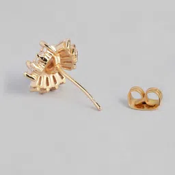 justpeachy Gold-Plated & White CZ Stone Studded Floral Studs image 4