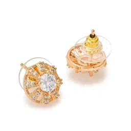 aadita Gold-Toned Geometric Studs Earrings image 2