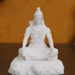 eCraftIndia White Solid Lord Shiva Sitting Statue Showpiece image 4