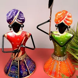 apka mart Green & Red 2 Pieces Figurine Showpieces image 3