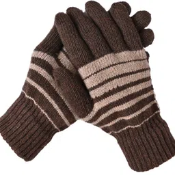 loom legacy Striped, Self Design, Printed Winter Men Gloves image 3
