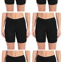 lux Pack of 6 Solid Women Black Cycling Shorts image 1