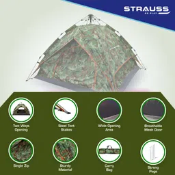 strauss 4 Person Automatic Waterproof Camping Tent with Rainfly |Ideal for Picnic,Hiking Tent - For All Age Group image 2