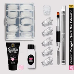 PolyGel Nail Art Quick Building 30ml Pack - Quick Nail Extension Gel Light Pink (Combo Kit)-image-59