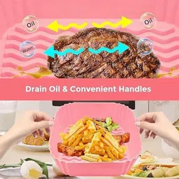 pabuza 2PCS Air Fryer Silicone Pot Replacement of Parchment Paper Liners Airfryer Tray image 3