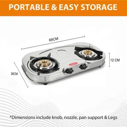 khaitan 2 Burner Draw "C" Stainless Steel Manual Gas Stove image 2