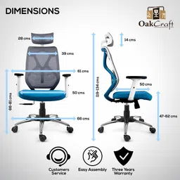 oakcraft Hurricane High Back Ergonomic Chair with Multi Synchro Mechanism Mesh Office Adjustable Arm Chair image 4