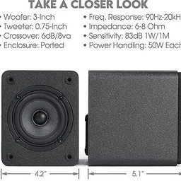 Micca Covo-S 2-Way Passive Bookshelf Speakers, Amplifier Required, Not For Turntable 25 W Home Theatre image 5