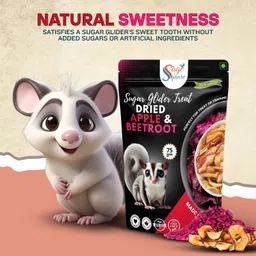 sage square Sugar Glider Beetroot & Apple Flakes – Natural, Healthy, Tasty Treat, Fiber Rich Vegetable, Fruit Squirrel Treat image 4