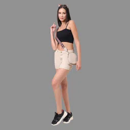 waastra Solid Women Beige Casual Shorts image 5