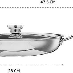 aramex Non-Stick Triply Stainless Fry Pan 26 cm diameter with Lid 1.7 L capacity image 4