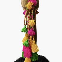 mr collection Handmade Yellow Pink Green Paranda for Girls – Stylish Long Braid Accessory Hair Extension-picture-14