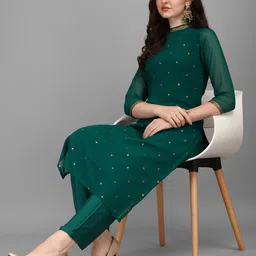 saanjh Women Georgette Kurta Pant Set-picture-12