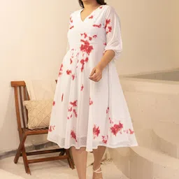 janasya Women Fit and Flare White Midi/Calf Length Dress-picture-17