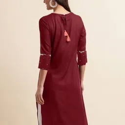 mirchi fashion Women Embroidered Viscose Rayon Straight Kurta image 2
