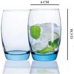 armin (Pack of 6) Premium Blue Juice Glasses 350 ML Tumblers for Water,Cocktail and Mixed Drink Glass Set Water/Juice Glass image 4