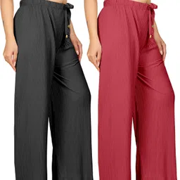 payaltextile Pack of 2 Women Regular Fit Multicolor Cotton Blend Trousers-picture-28