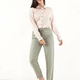 marks & spencer Women Regular Fit Brown Pure Cotton Trousers-picture-12