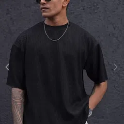 boom baam Pack of 2 Men Self Design Round Neck Polycotton Maroon, Black T-Shirt image 4