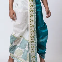 Nakshi Hand Block Print Dhoti For Men / Weadding Dhoti / Redy to wear Solid Men Dhoti image 3