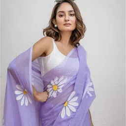 ontic lifestyle Floral Print Handloom Pure Cotton Saree image 4