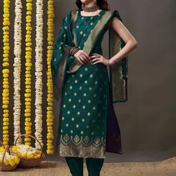 youthnic Women Silk Blend Kurta Salwar Dupatta Set image 3