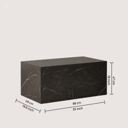 tanush furnitures Auraa Industrial Luxe Block Coffee Table in Light Veined Stone Design in Black Colour image 2