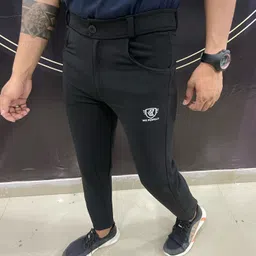 style sync Men Slim Fit Black Cotton Blend Trousers image 3