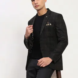 showoffff Men Checkered Single Breasted Casual Blazer-picture-28