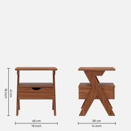 mintwud from pepperfry Malak Bedside Table in Walnut Finish with Drawer image 2