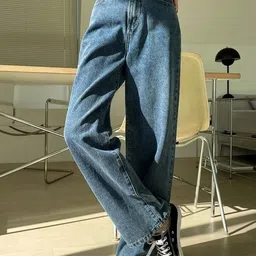 kashian Women Boyfriend Mid Rise Dark Blue Jeans image 3