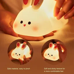 fortay Cute Rabbit Night Light, USB Rechargeable, Changing Light, Room Decor Night Lamp - 4 cm image 3