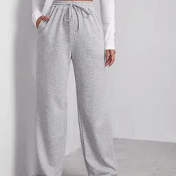 Women Solid Grey Track Pants-image-0