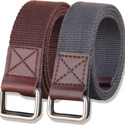 Men Casual Brown, Blue Canvas Belt-image-7