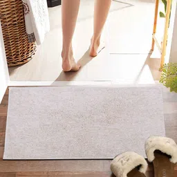 pano Beige Solid MicroFibre 14x10 Inches Antiskid Bath Mats image 1